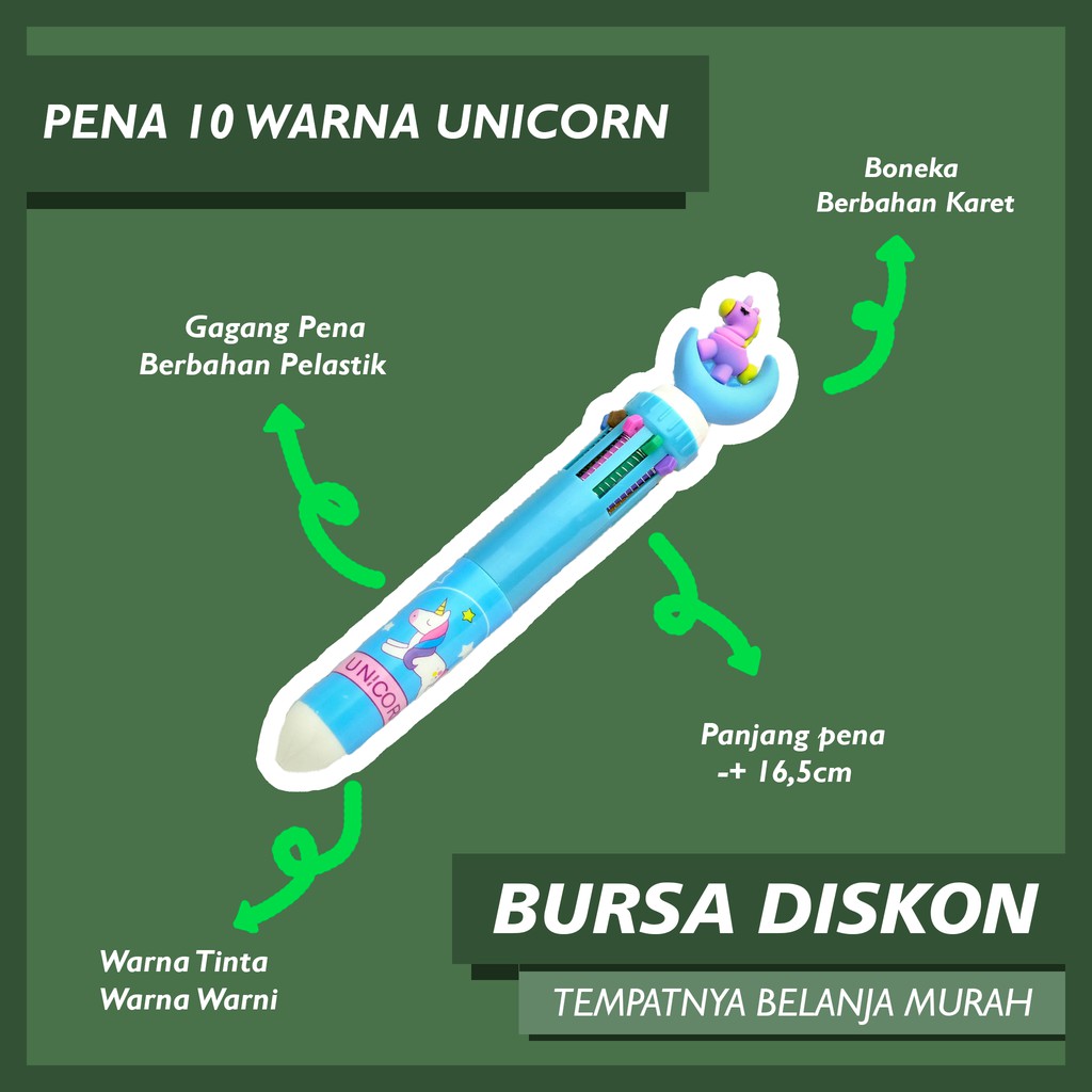 

Pulpen 10 Warna Unicorn Tinta Warna Warni Pen Bolpen Pena Kuda Pony