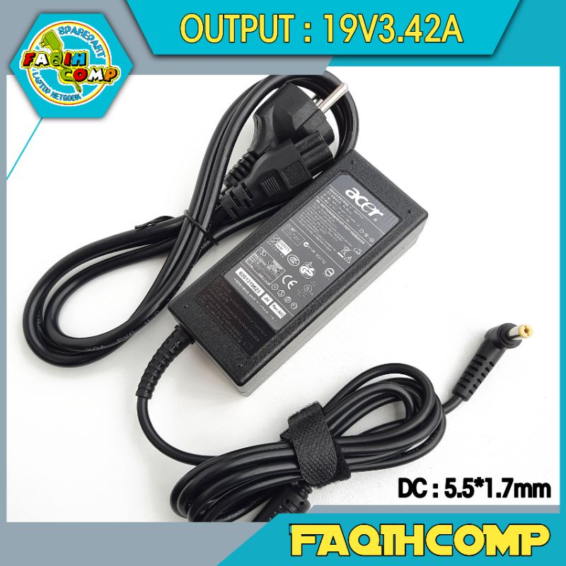 Charger Laptop Acer Aspire E14 E5 475 E5 475G 19V 3.42A 65W DC (5.5x1.7mm) Original Termasuk Kabel Power