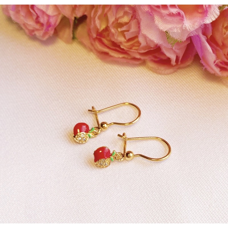 Anting Bayi / Anak Red Apple Lapis Emas 18k