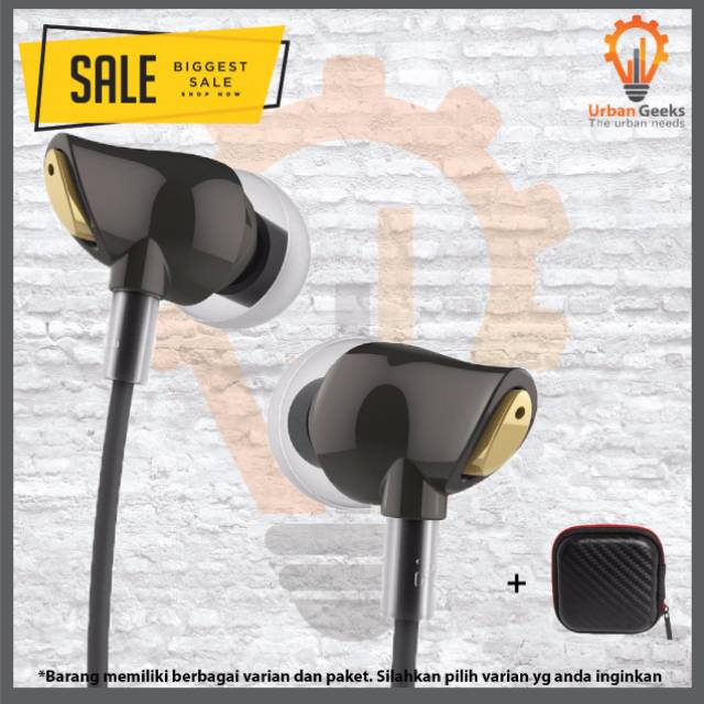 Headset Rock Zircon Original Earphone IEM Headset Stereo Bass - Hitam Standard