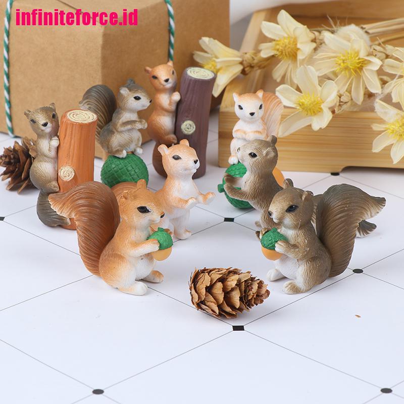 (Inx) 4pcs Miniatur Tupai Bahan Resin Untuk Dekorasi Taman Peri / Hadiah