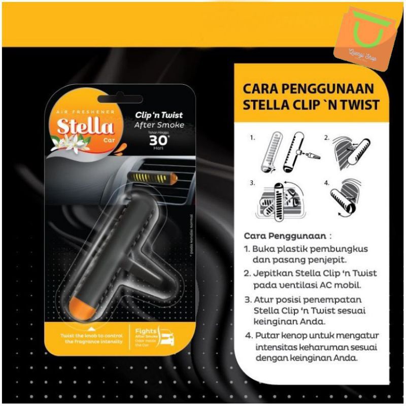 Stella Car Clip n Twist parfum mobil efektif usir bau asap rokok