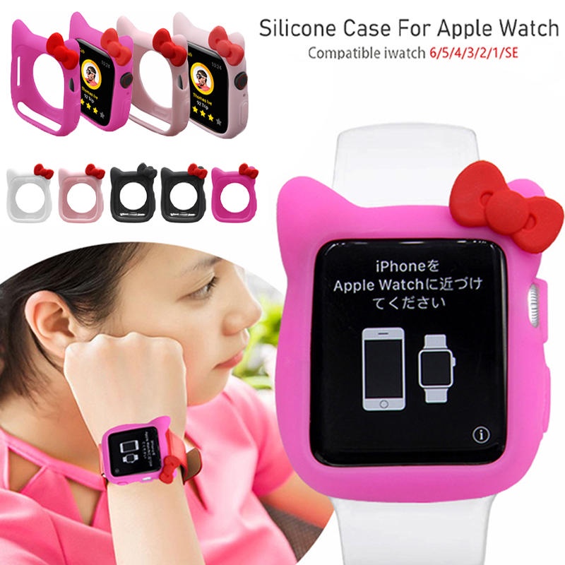 Casing Pelindung Bumper Bahan Silikon Desain Kartun Untuk Apple Watch Seri 6 / 4 / 3 / 2 / 1 / 5 / 40 / 44MM / 38MM / 42MM