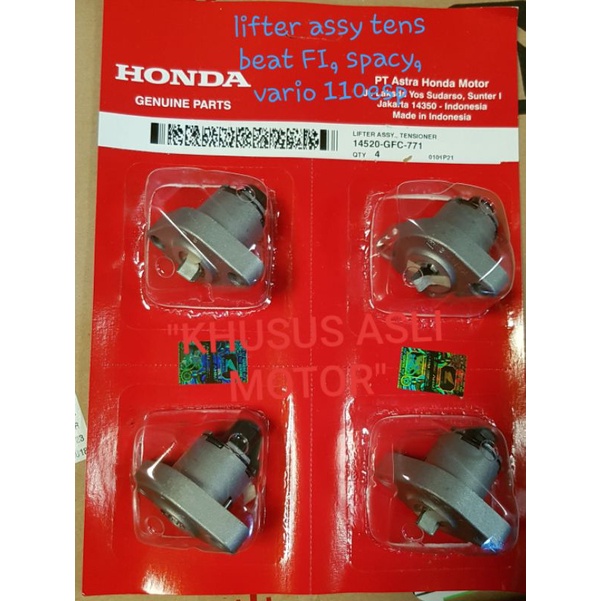 AHM LIFTER ASSY TENSIONER, ORIGINAL, beat FI, beat POP, SPACY, sparepart motor honda asli, 14520GFC7
