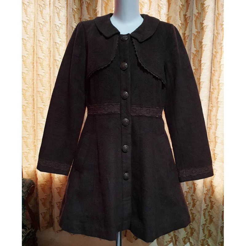 Preloved Coat Axes Femme Vintage Wool Renda Kawaii