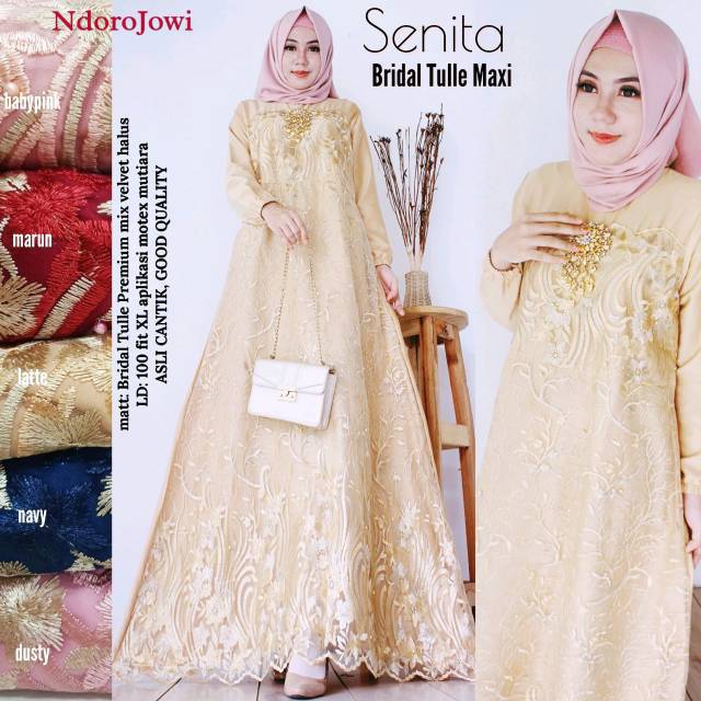 Gamis velvet mix tule brokat SENITA