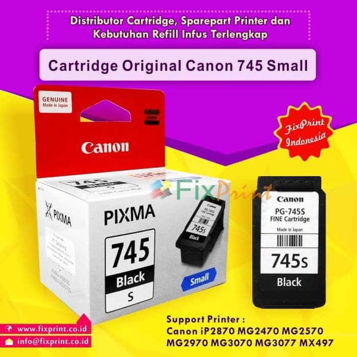 Cartridge Tinta Canon 745S PG745s 745 Printer Ip2870 MG2570 MG2570S IP2870S MG3070 MG3070S Original