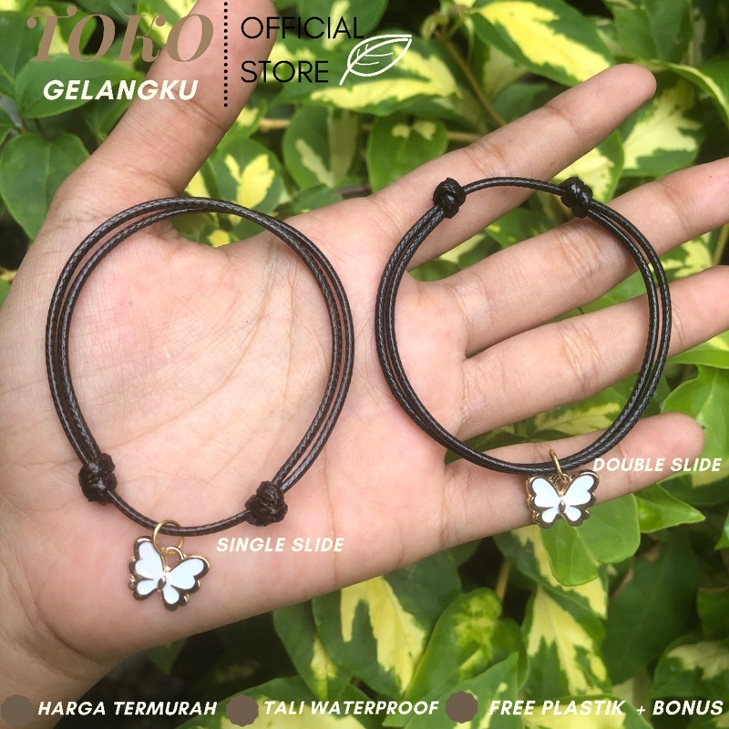 Gelang Karakter ( Kupu- kupu Putih ) / Gelang Viral Hits Kekinian / Gelang Tali Waterproof Premium Anti Air/ Gelang wanita pria untuk couple bareng Pacar atau Sahabat