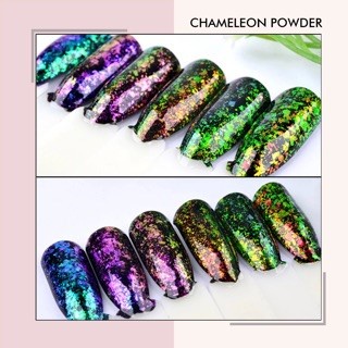 Chameleon powder glitter nail art bunglon galaxy nails powder