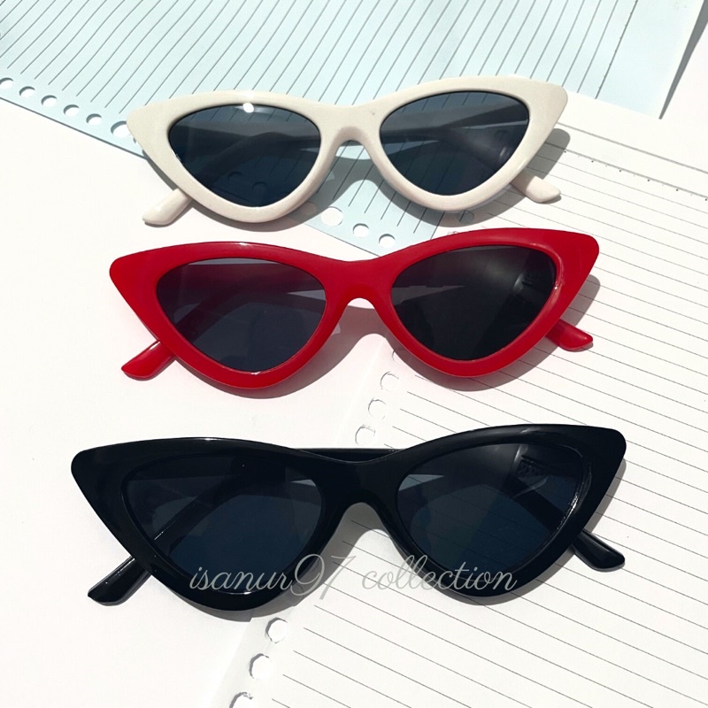 ISANUR97-Kacamata Hitam Wanita Gaya Vintage Triangle Segitiga Cat Eye Sunglasses Women Fashion Korea