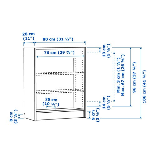 BILLY Rak buku 80x28x106 cm