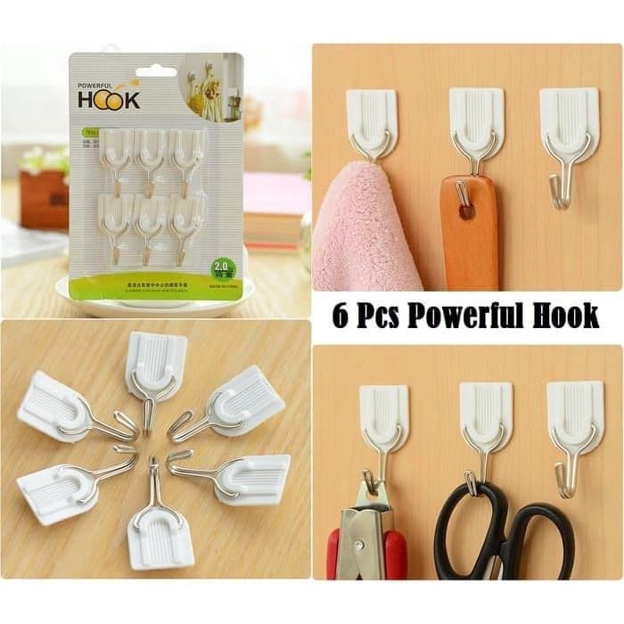 Gantungan Magic Hook Kuat isi 6 pcs Multifungsi Cantolan Baju Tempel Rak Dinding Serbaguna