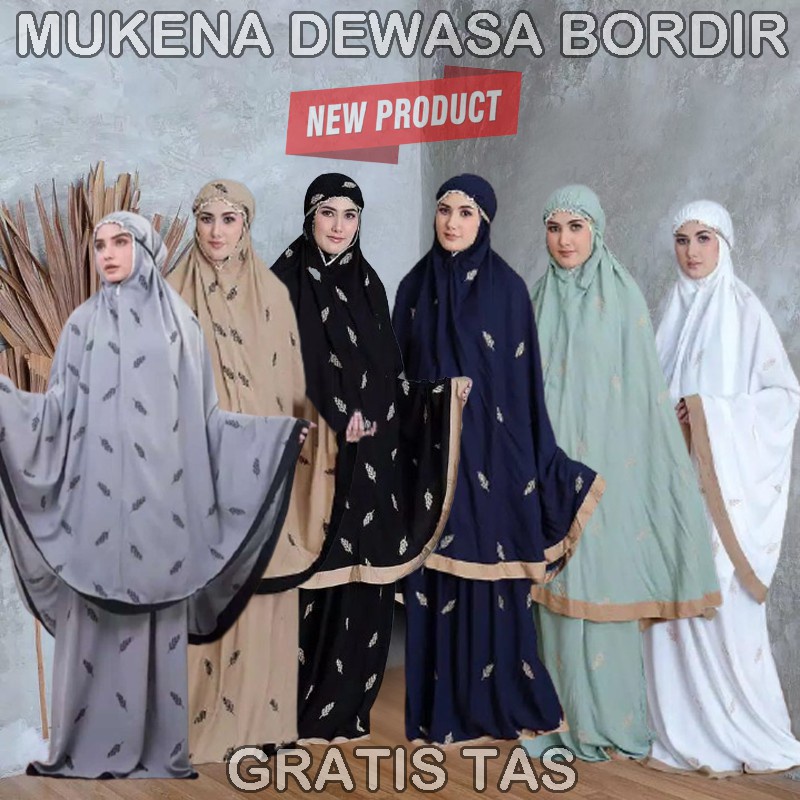 Mukena Dewasa Rayon Bordir Mukena Jumbo Daily Tropical mukena ralisha Mukena Traveling Bahan Lembut