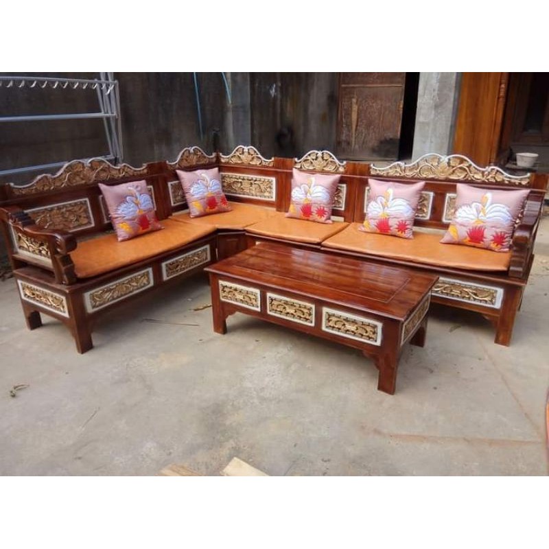 TERLARIS Furniture kursi tamu model sudut bagong / kursi jati minimalis untuk ruang tamu kecil / kur