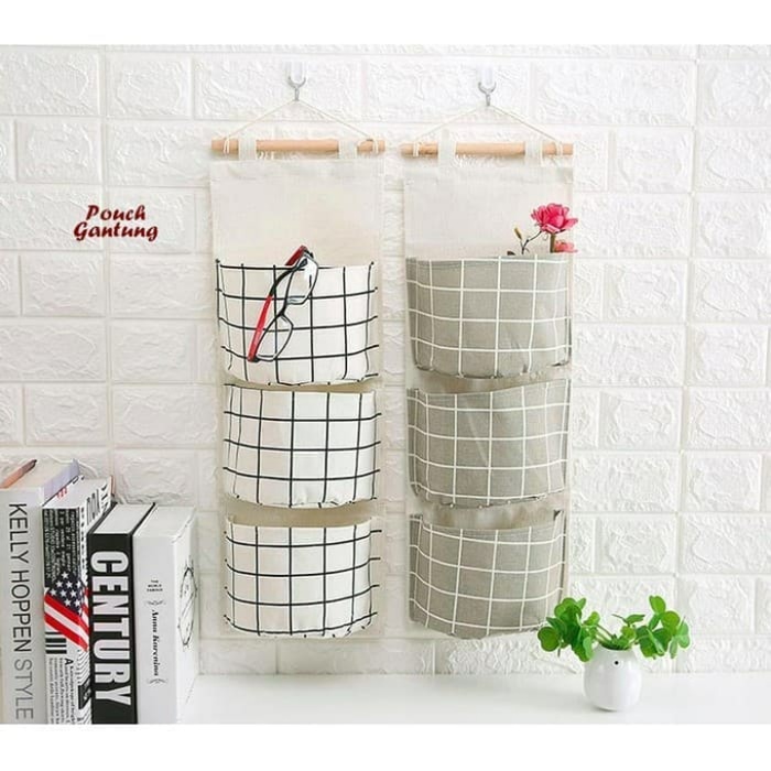 GERAIFATIN!!! Rak Gantung Wall Hanging Storage Organizer Susun 3 Kotak / Tempat Penyimpanan Pouch Gantung