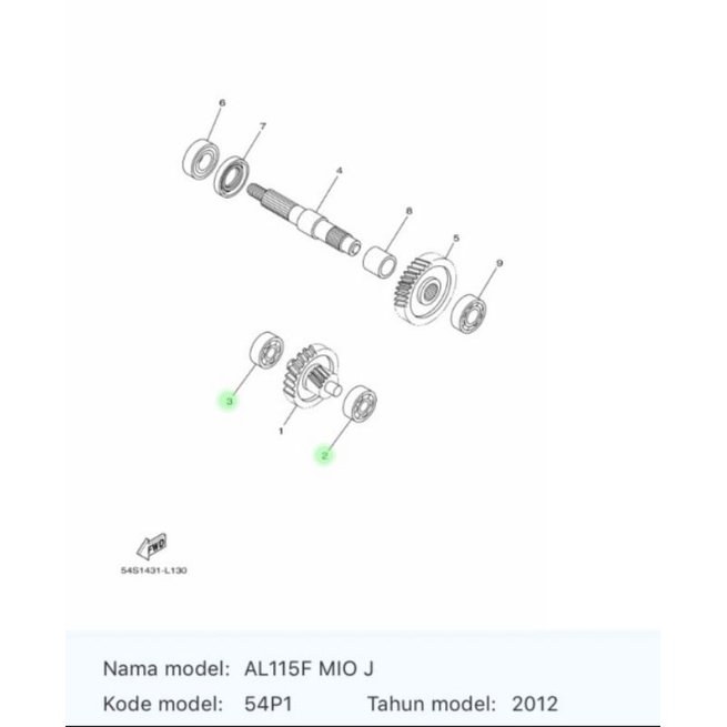 BEARING LAHER GEAR GIR GIGI RASIO MIO J MIO GT SOUL GT 115 ASLI ORI YAMAHA 93306 301XT