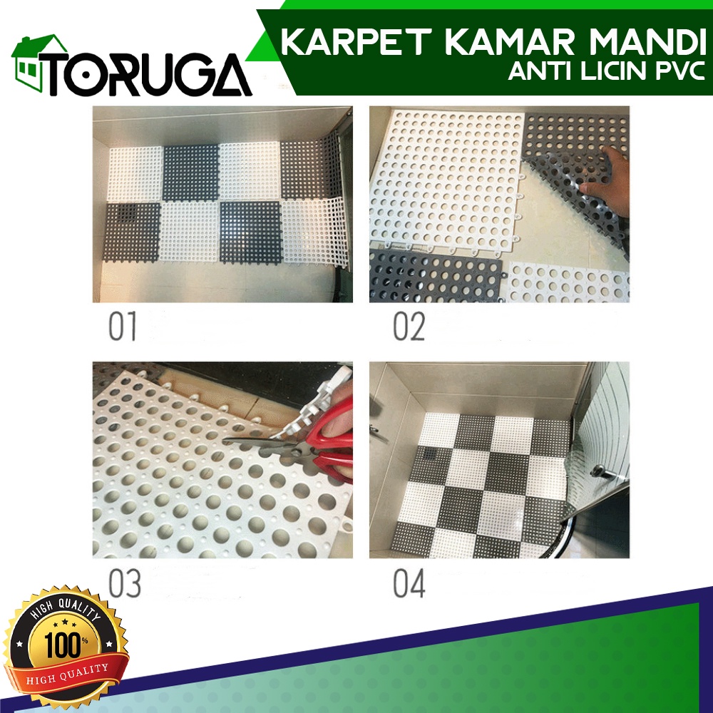 Karpet Kamar Mandi Anti Slip Anti Licin Polkadot PVC Mat Alas Kamar Mandi Polkadot Bathroom