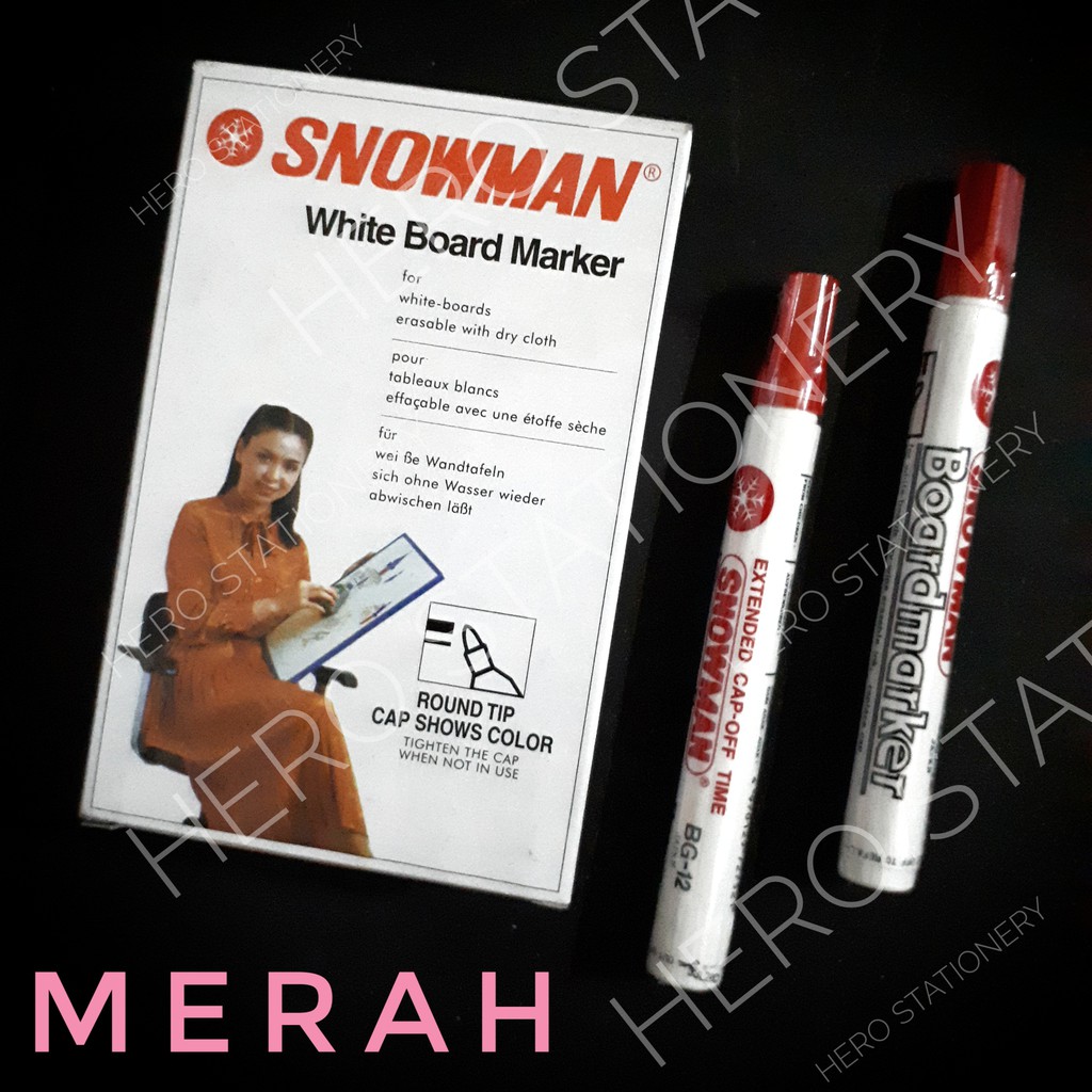 

Spidol whiteboard snowman tinta merah BG-12 satuan . 1 unit