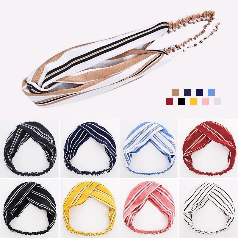 LDS B14 BANDO KAIN WANITA MOTIF GARIS BANDO WANITA IMPORT HAIRBAND WANITA