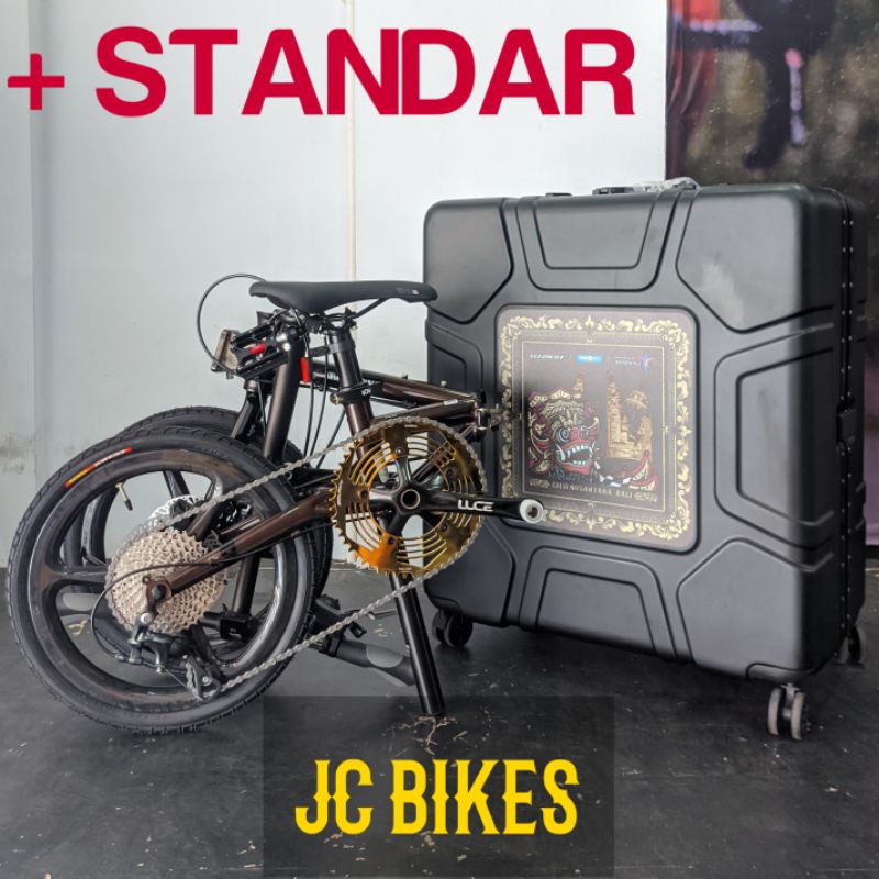 Sepeda Lipat Element Troy X10 Dark Titan Full Chromoly 10 Speed Tiagra, CARBON Wheelset