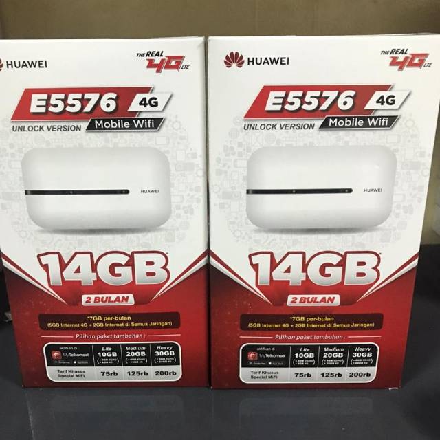 Mifi MODEM Wifi 4G Huawei E5576 (Pengganti E5573) Free Telkomsel 14GB