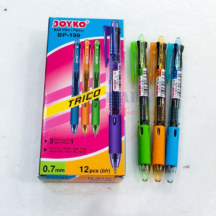 

BALLPOINT, BOLPEN, PULPEN, BALL PEN JOYKO BP-199 TRICO 3 WARNA 0.7MM