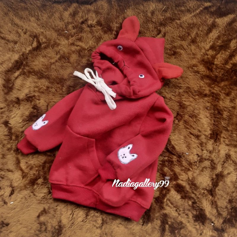 sweater hoodie rabbit 0-12 bulan