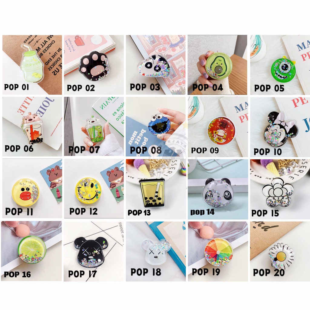 Pop Socket Quicksand Gliter Motif Kartun Lucu Cute Phone Holder