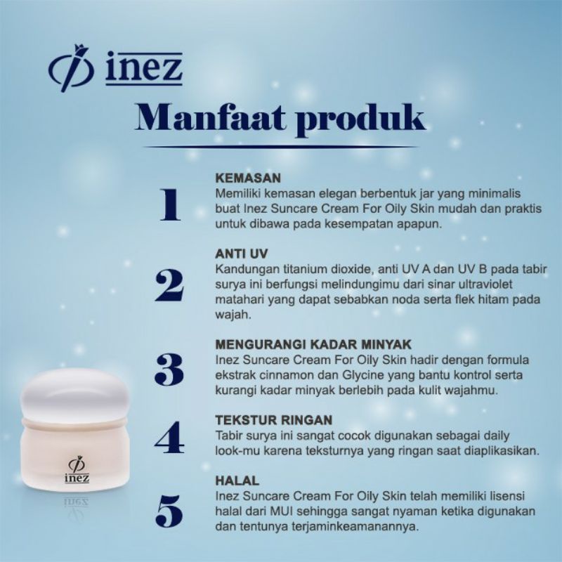 INEZ Sun Care Cream for Oily Skin / Sunblock / Tabir Surya