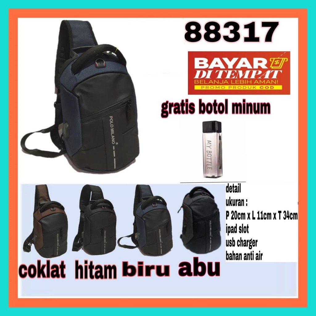 TAS SELEMPANG PRIA POLO MILANO 88317 SLINGBAG MULTIFUNGSI TAS SELEMPANG TRAVEL POUCH IMPORT MURAH