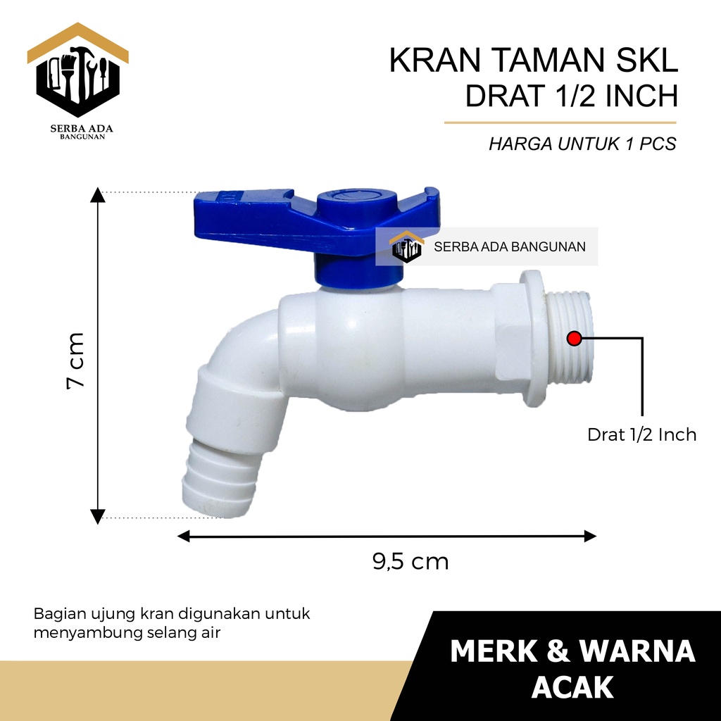 Kran PVC 1/2&quot; Inch Putar Kiri Kanan / Keran Air Tembok