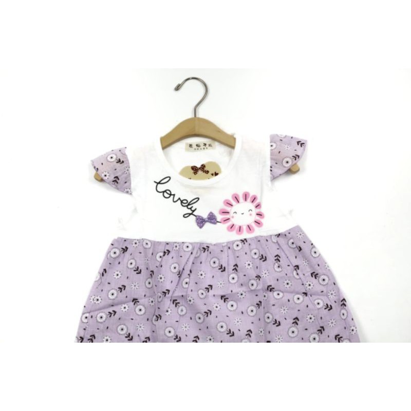 DRESS FASHION BAJU ANAK PEREMPUAN KATUN MOTIF LOVELY 1-2 TAHUN REJECT