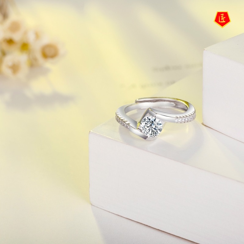 [Ready Stock]Korean Style Graceful Fashionable Silver Diamond-Studded Ring
