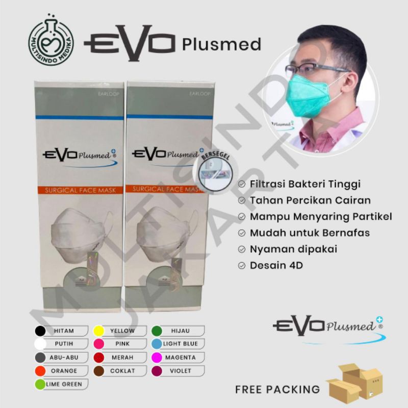 Evo Plusmed 4D Surgical Mask isi 25pcs / Masker Medis Duckbill