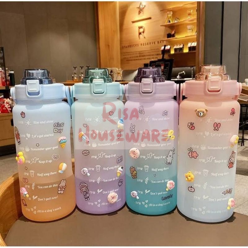 100% ORIGINAL BOTOL MINUM VIRAL MOTIVASI GRADASI 2 LITER STIKER 2D 3D