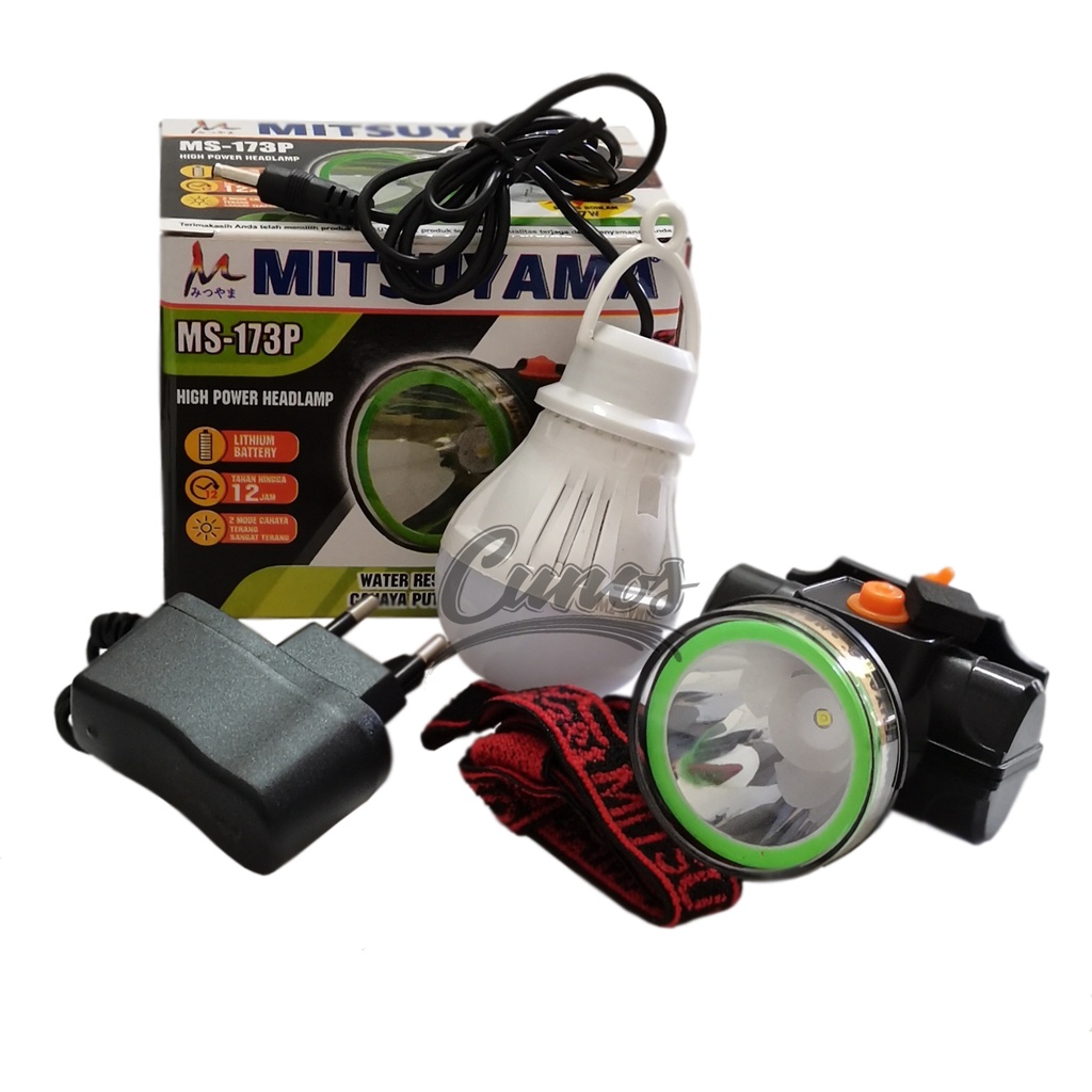 Lampu Senter Kepala Mitsuyama MS-173P Daya 30W Cahaya Putih Headlamp Waterproof 30W Senter Kepala