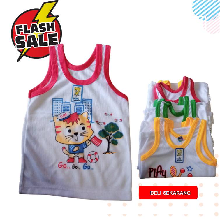 6 Pcs Bebe Amiguito  Kaos singlet anak laki laki dan perempuan balita  (Ukuran S M L XL XXL) 1-8 thn