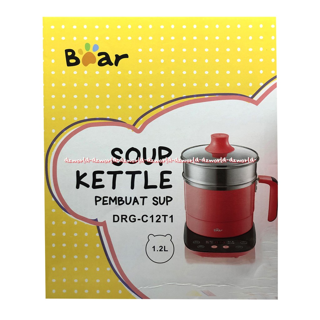 Bear 1.2L Soup Kettle Soup Maker Cooker Kompor Pembuat Sup Sop 1.21L Pink