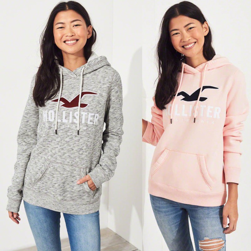 Hollister Script Logo Hoodie California Jumper Wanita Pria Unissex Original Casual Pastel