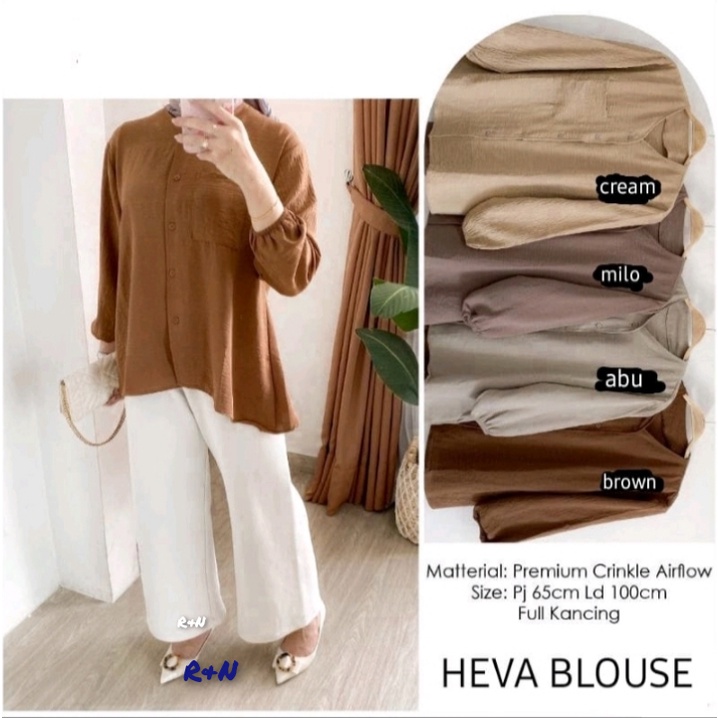 Promo KEMEJA BLOUSE WANITA HEVA CRINCLE RAYON PREMIUM BLOUSE WANITA ATASAN WANITA Keren