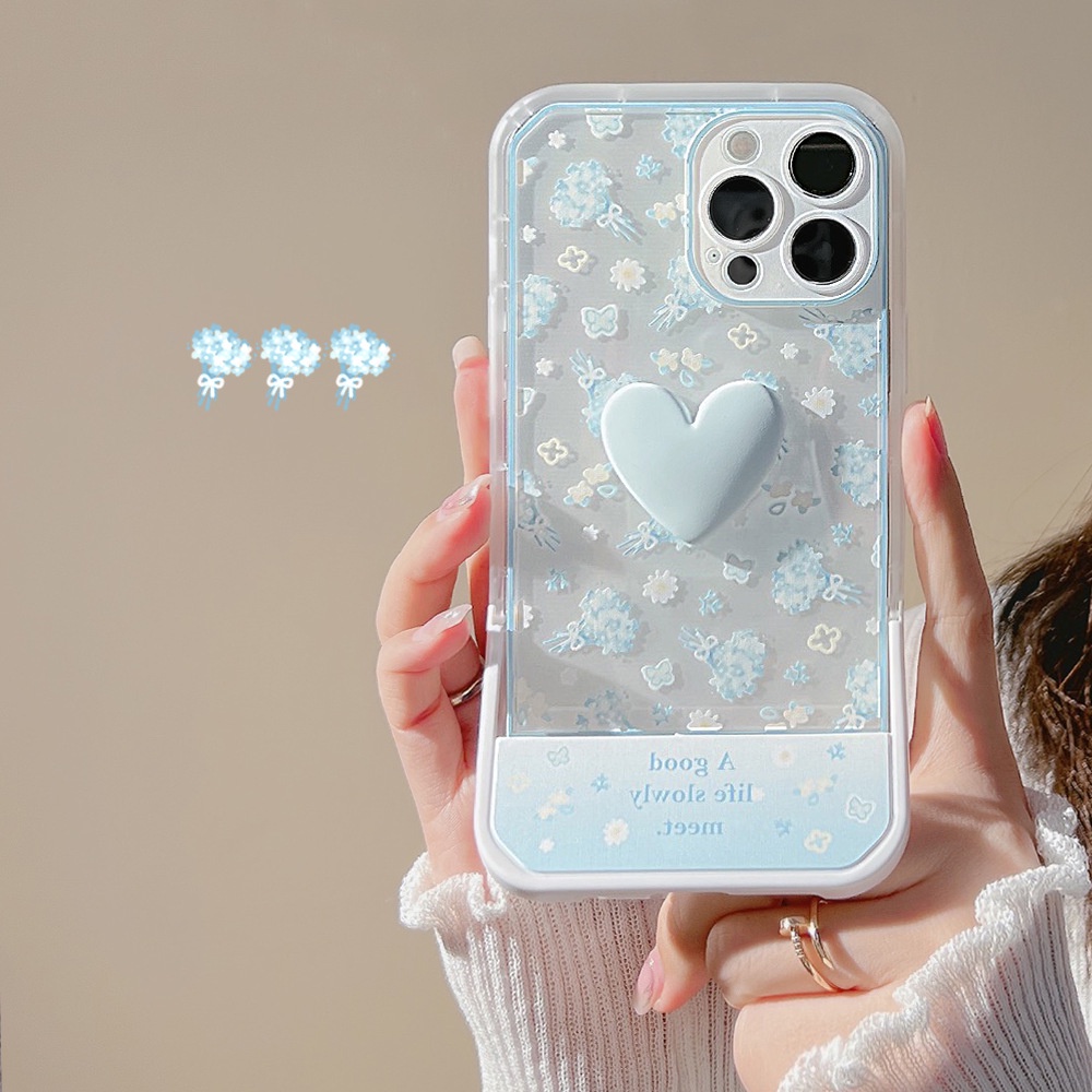 Case Pelindung Motif Bunga 3D Dengan Holder Untuk Iphone 11 8 7 Plus SE2 XS XR 12 13 PRO MAX