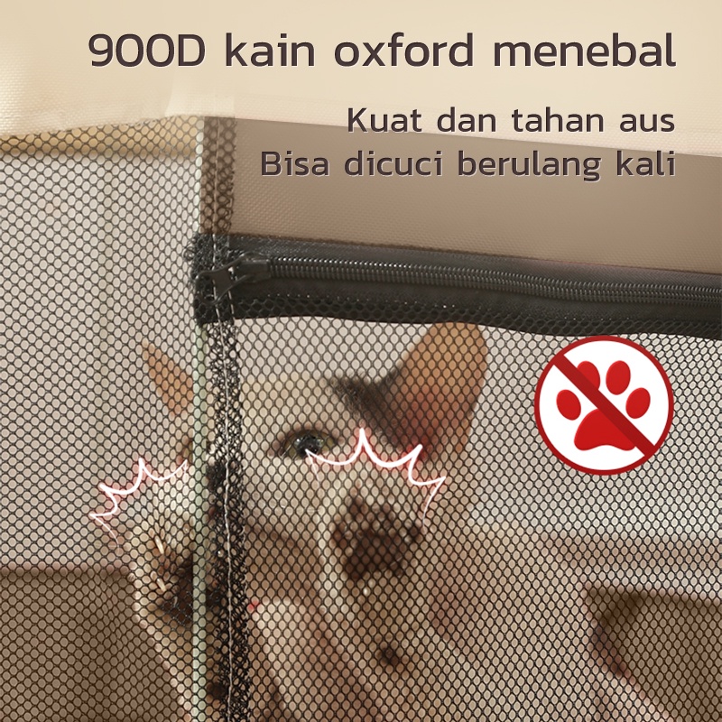 AmazeFan Pagar Tenda Lipat Portabel Dengan kandang kucing besar Utk Kucing Dan Anjing Kandang Lipat Hewan Bahan Kain Tempattidurkucing Tempatiduranjing Pet Cage Folding Pet Tent tempat tidur tenda aksesoris kucing portable pet camping