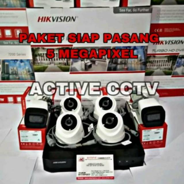 PROMO PAKET 5 MP KAMERA CCTV HIKVISION 6 CAMERA 5MP FULL HD 8 CH CHANNEL TURBO HD KOMPLIT LENGKAP