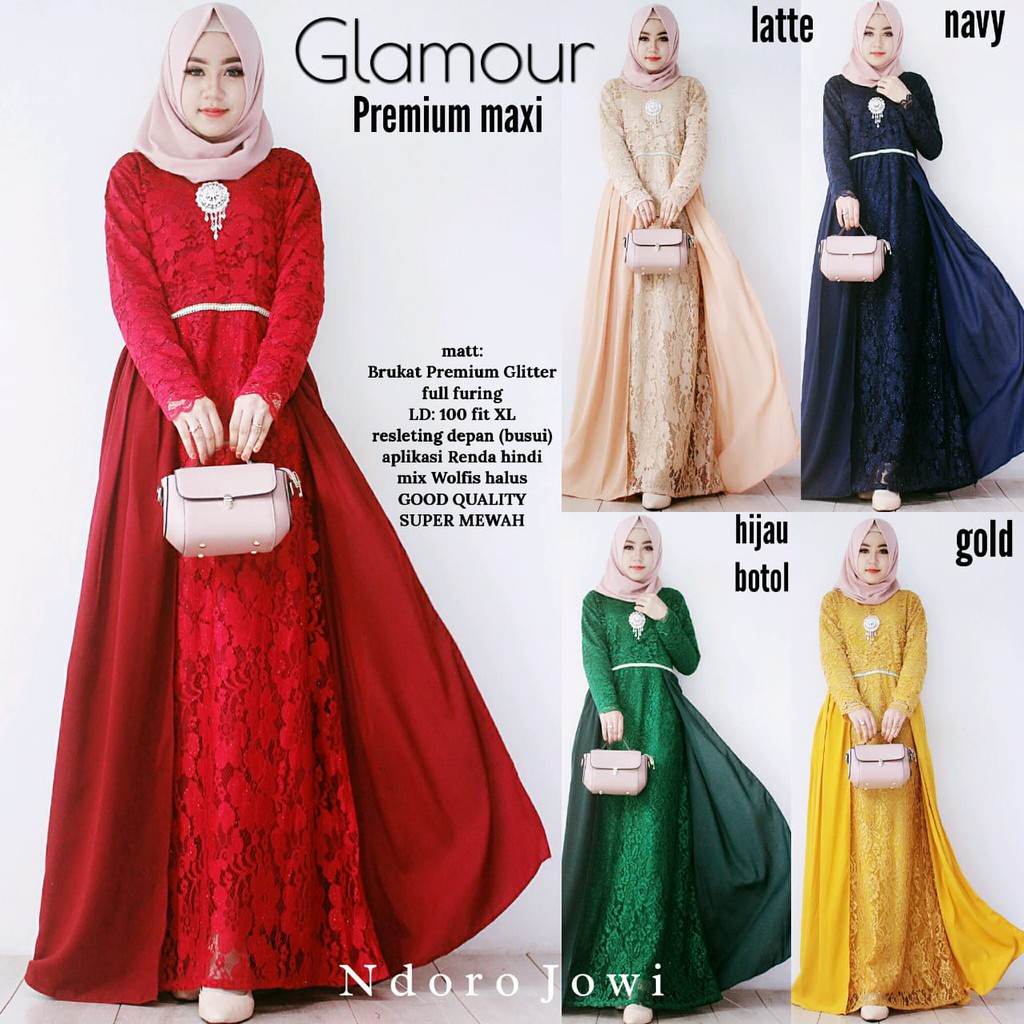 Pakaian Wanita Dress Premium Maxi Brukat Glamour by Ndoro Jowi