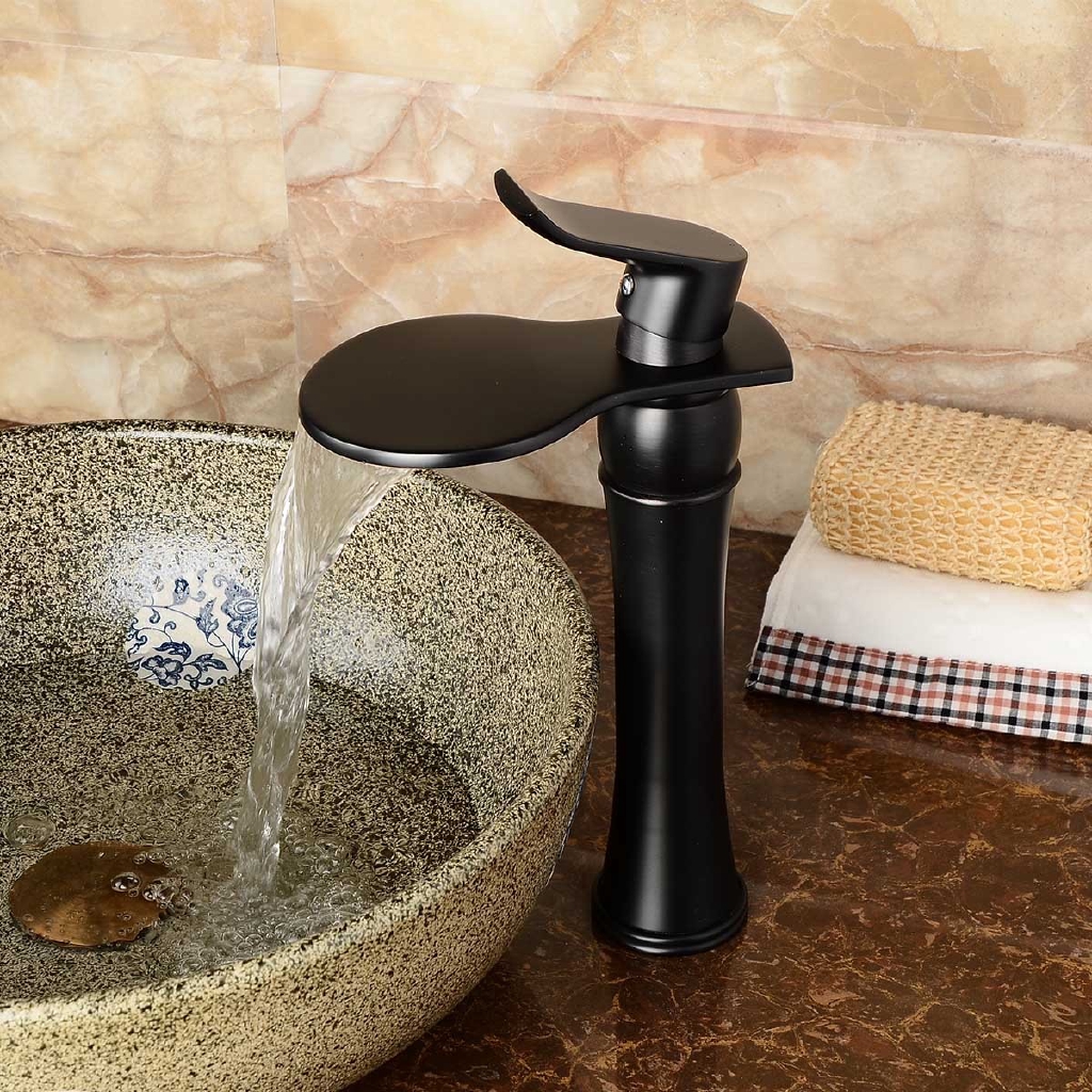 F 0650b Brass Antique Centerset Waterfall Ceramic Valve Single Handle One Hole Oil Rubbed Bronze Bathroom Sink Faucet Shopee Indonesia
