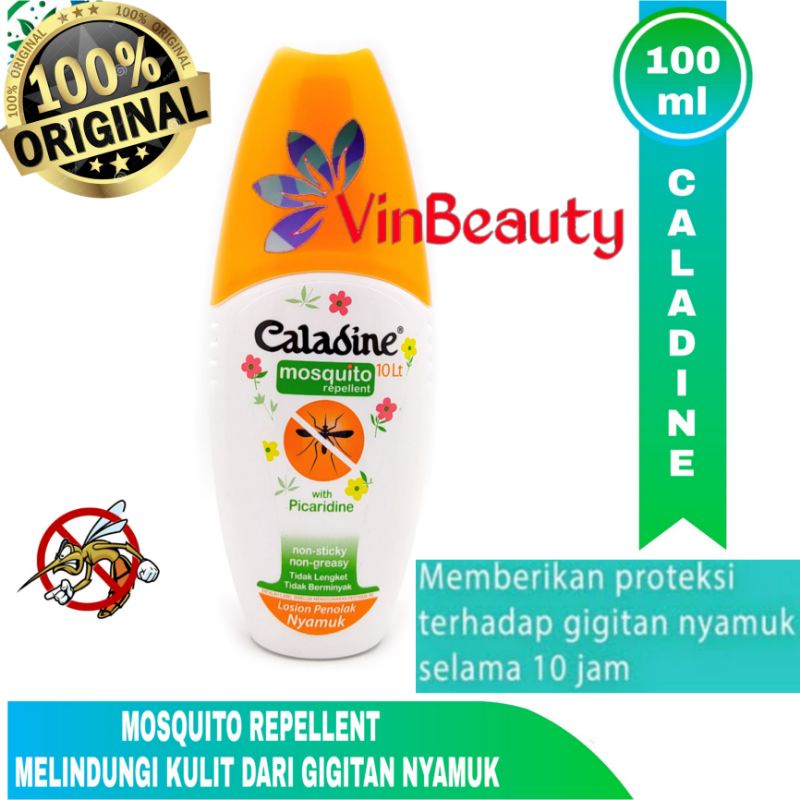 ORIGINAL CALADINE MOSQUITO REPELLENT 100 ML SPRAY / LOTION ANTI NYAMUK CALADIN 10 LT