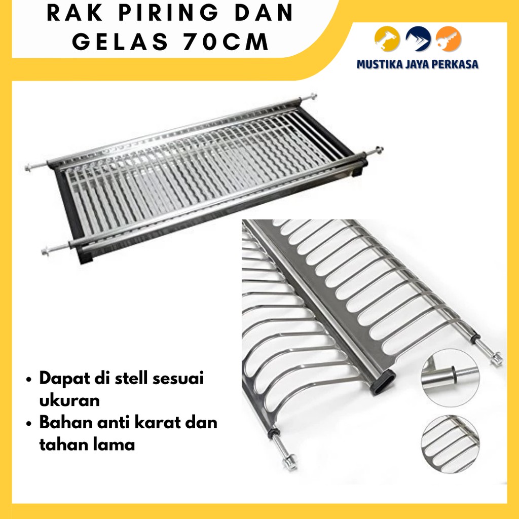 Rak Piring Dapur Atas 70 Cm Gantung Tempat Piring Kabinet Kitchen Set Stainless Steel Stainlis Gelas