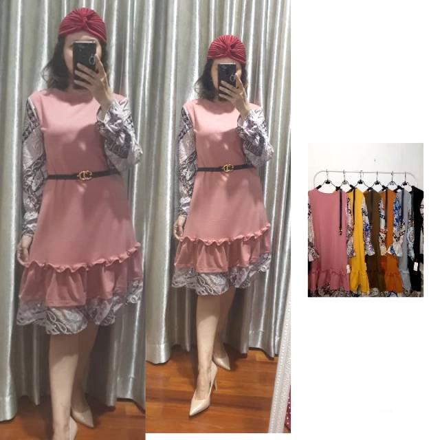 Tunik kombinasi bahan rayon dan ceruty