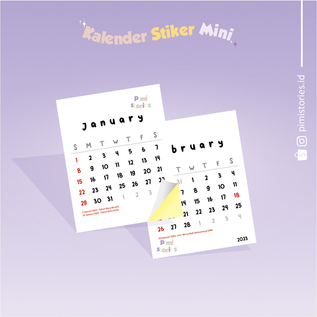 MINI CALENDAR BULLET JOURNAL ⚫ KALENDER JURNAL AESTHETIC ⚫ STIKER KALENDER ⚫ KALENDER MINI ⚫ KALENDER 2023