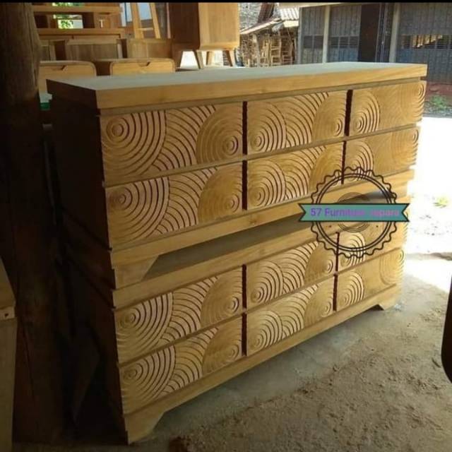 Lemari Sekat Ruangan Jati Mentahan/Meja Tv Laci/Nakas Kabinet Jati Ukir Jepara